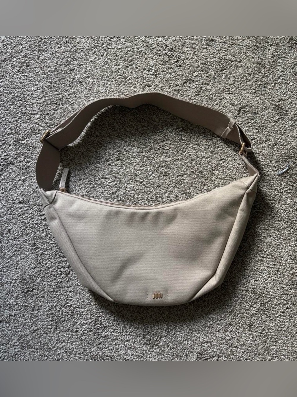 July Beige Crossbody Belt Bag with Gold Logo